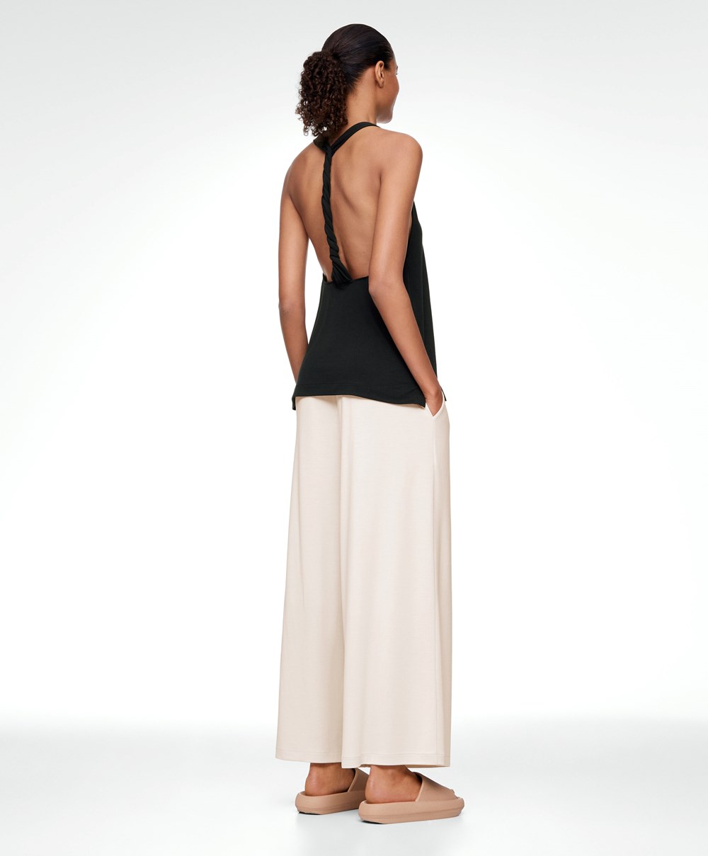 Oysho Modal Twist Vest Top Svarte | KJRV06125