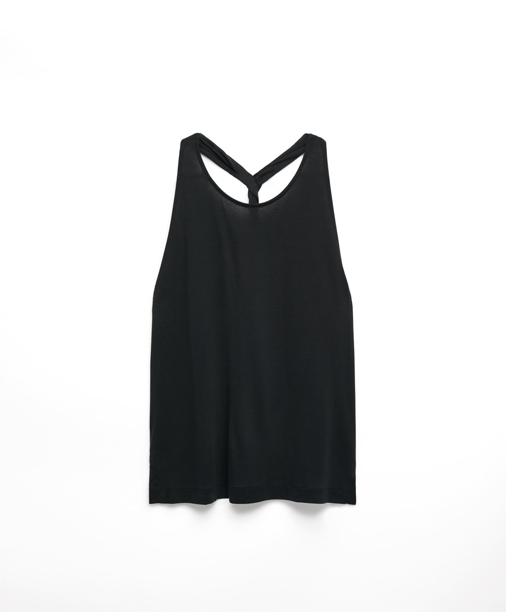 Oysho Modal Twist Vest Top Svarte | KJRV06125