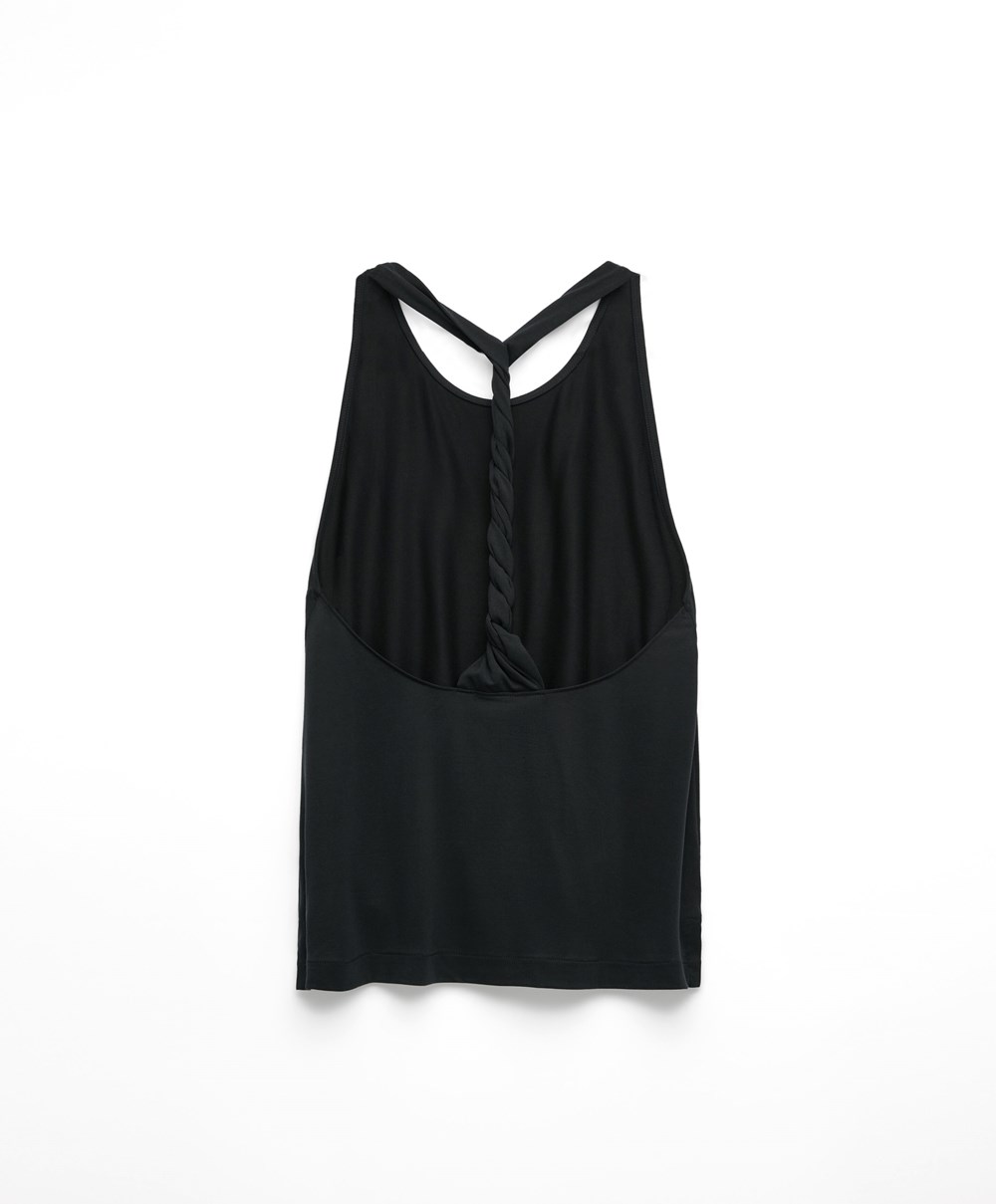 Oysho Modal Twist Vest Top Svarte | KJRV06125