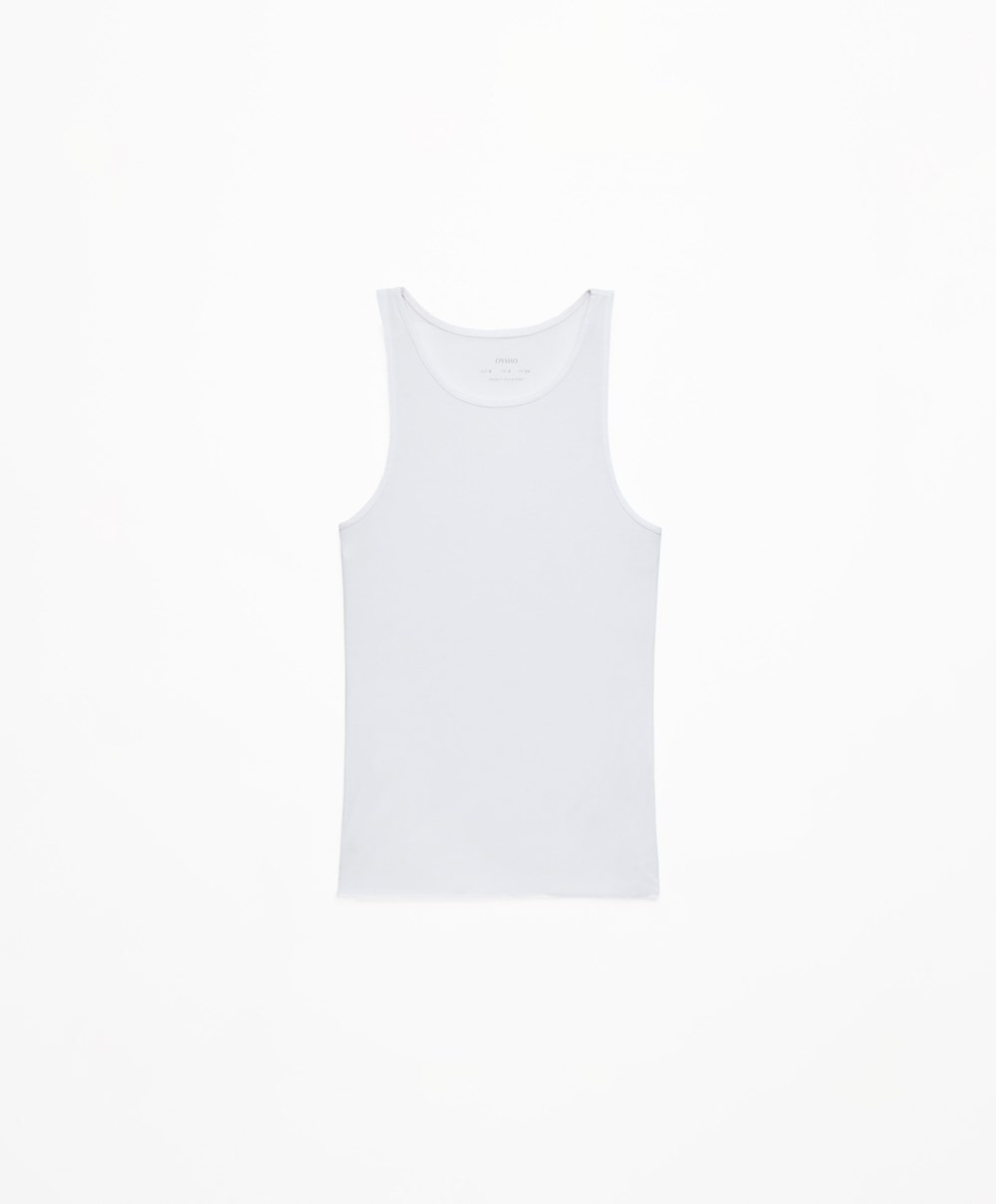 Oysho Modal Vest Top Pale Ecru | ZXNU37149