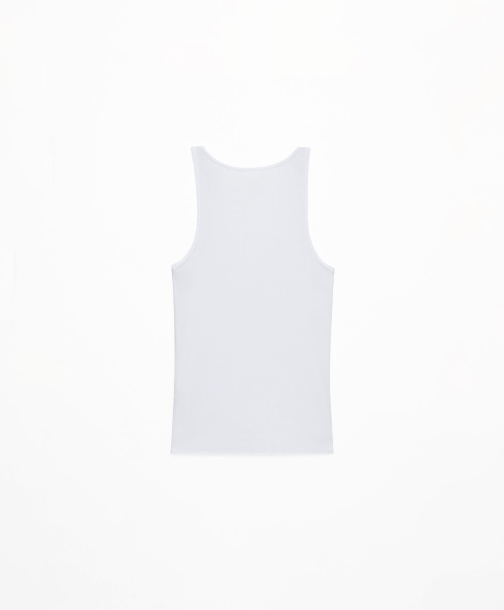 Oysho Modal Vest Top Pale Ecru | ZXNU37149