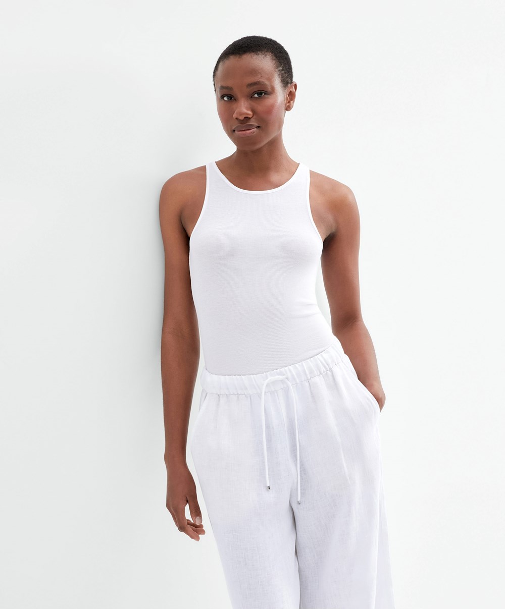 Oysho Modal Vest Top Pale Ecru | ZXNU37149