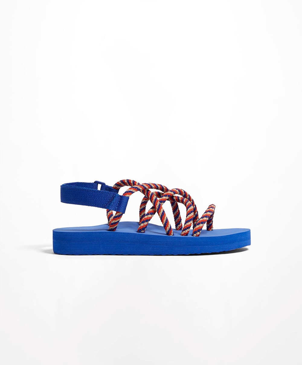 Oysho Multi-coloured Cord Beachwear Platforms Blå | VSTP23089