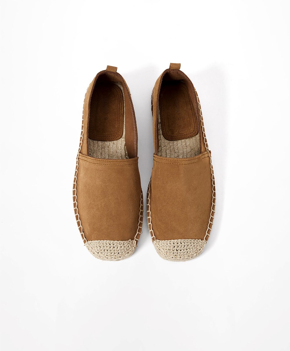 Oysho Natural Lær Espadrilles Brune | MIDK20958