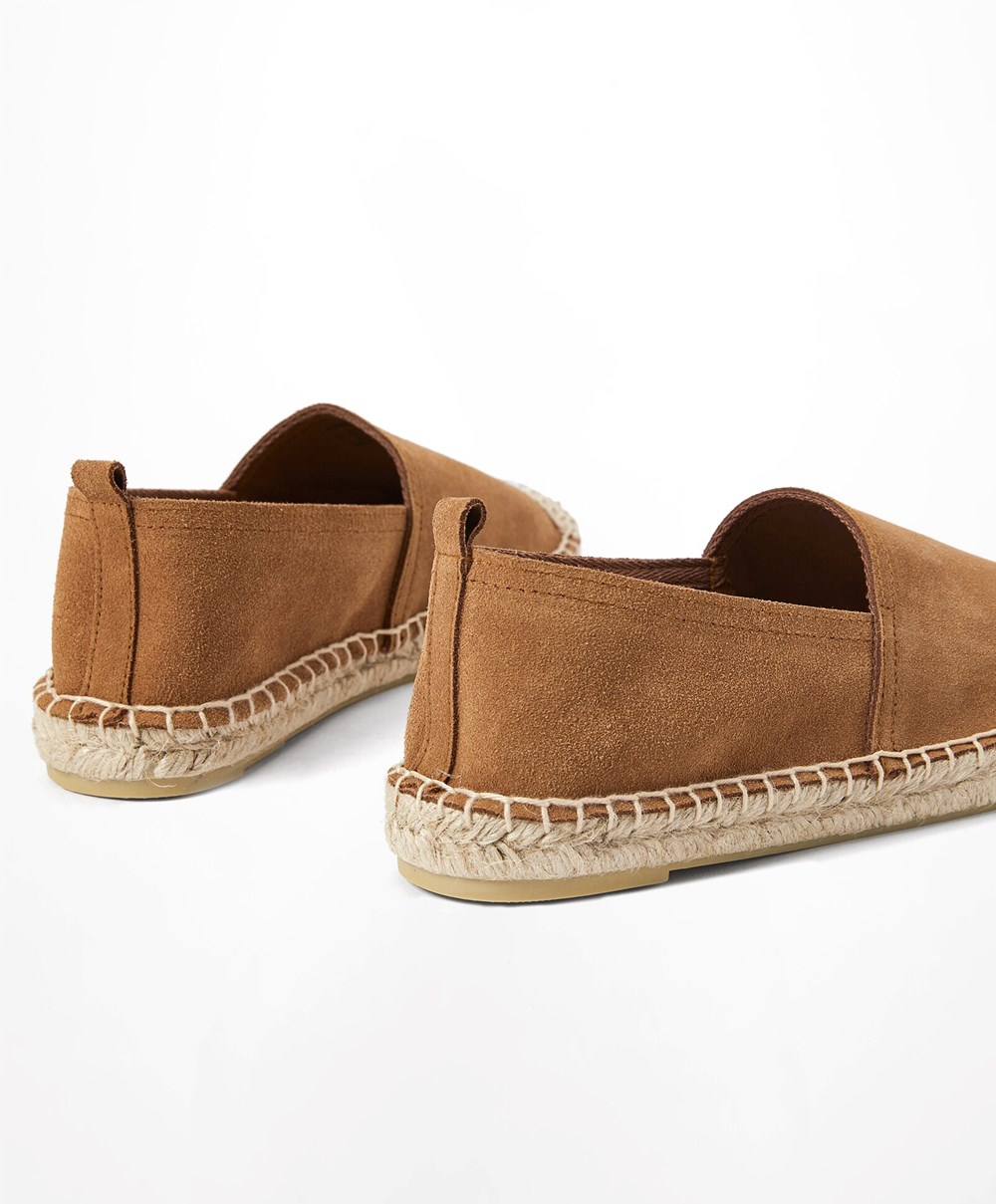 Oysho Natural Lær Espadrilles Brune | MIDK20958