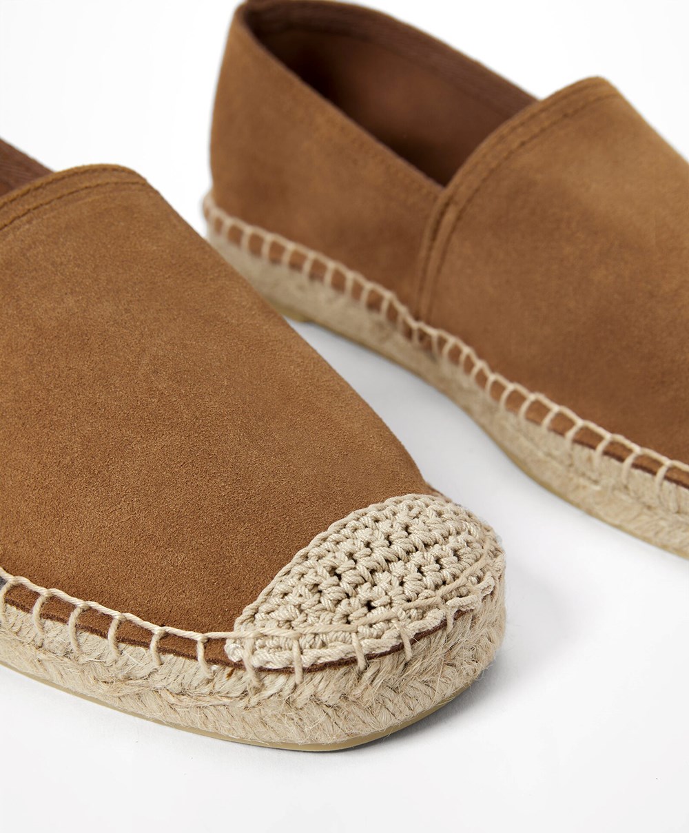 Oysho Natural Lær Espadrilles Brune | MIDK20958