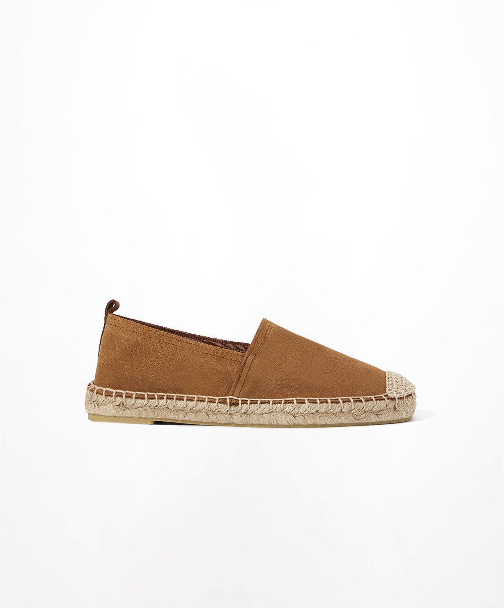 Oysho Natural Lær Espadrilles Brune | MIDK20958