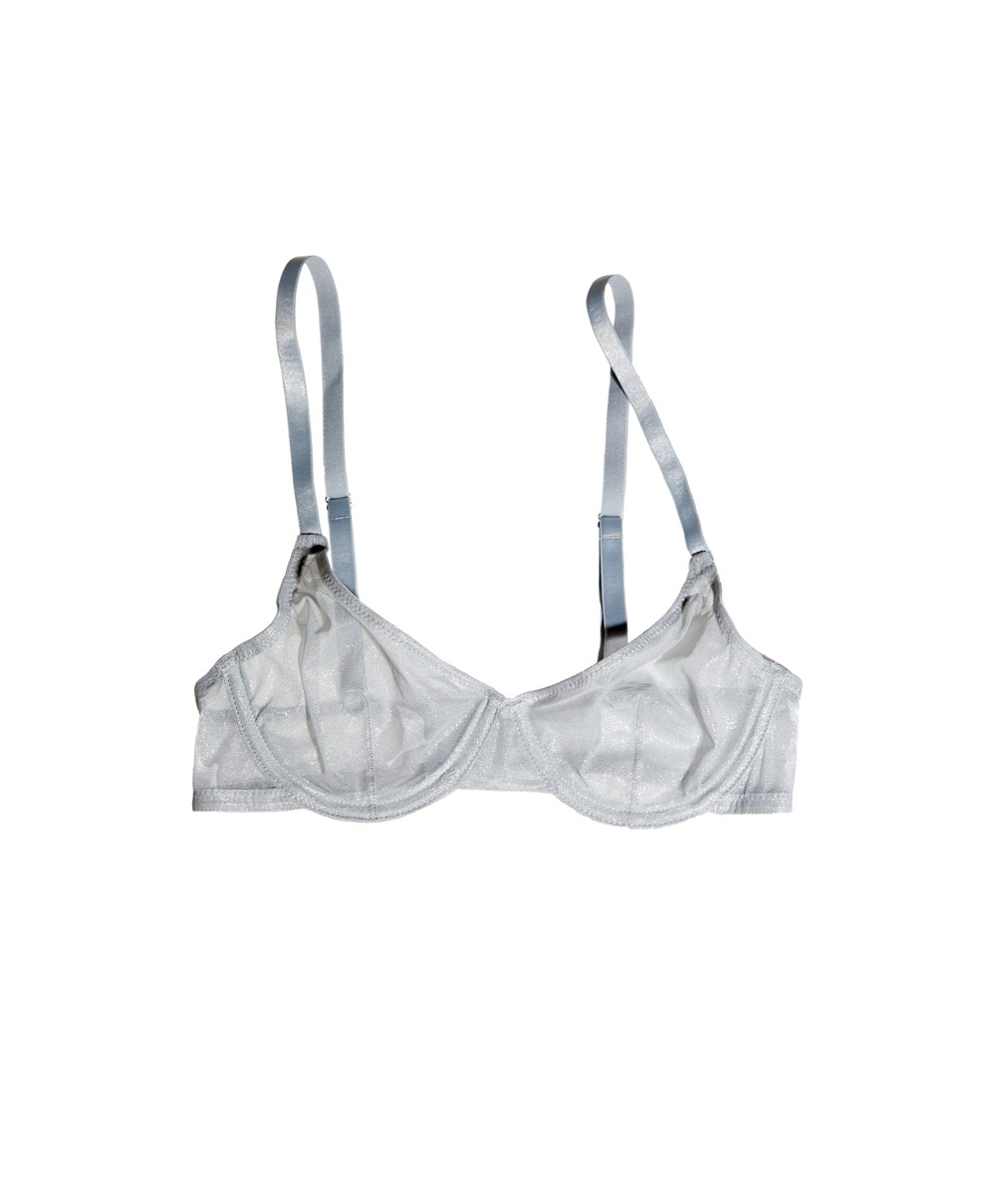 Oysho Non-padded Underwired Classic Bra In Shiny Tulle Sølv | AVRH57108