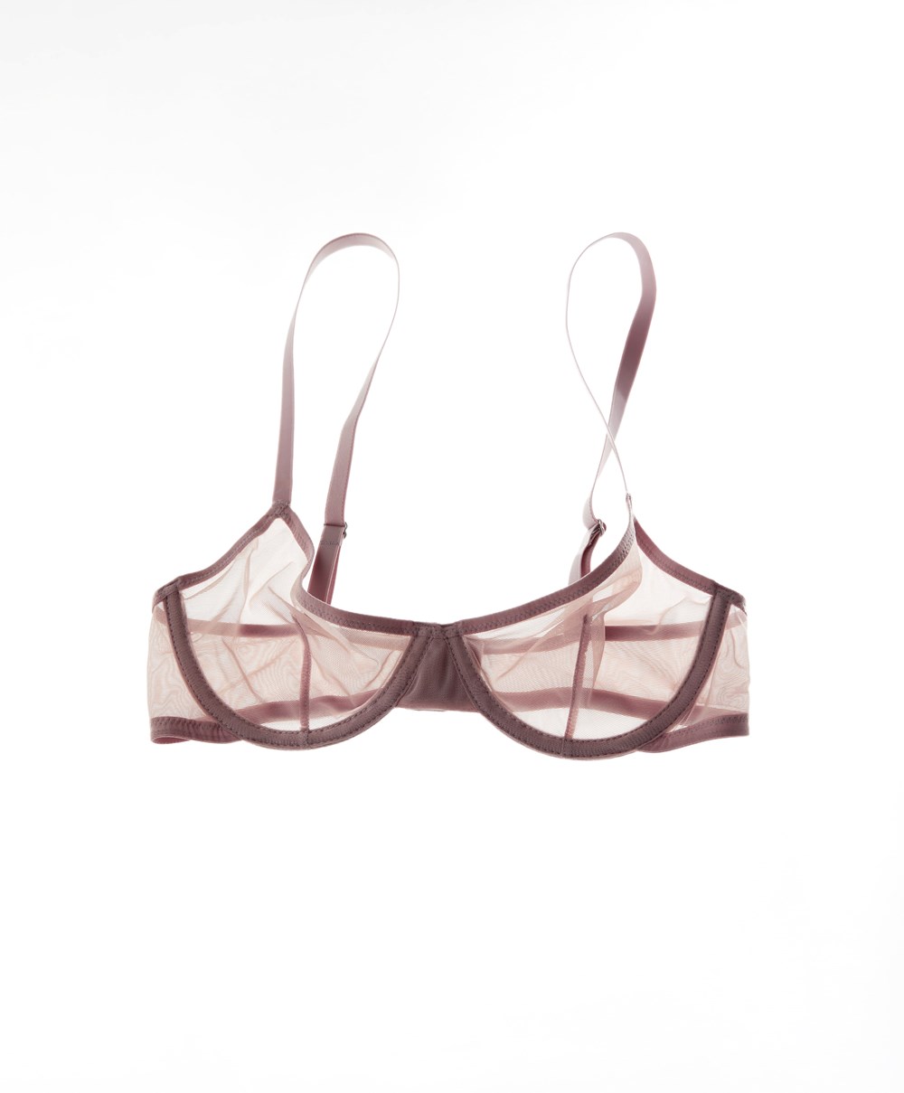 Oysho Non-padded Underwired Classic Bra In Tulle Mid Dusty Rosette | BFYI64372