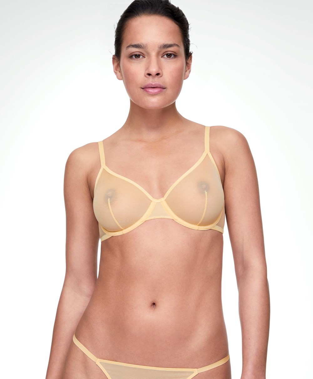 Oysho Non-padded Underwired Classic Bra In Tulle Gul | JLFN56803