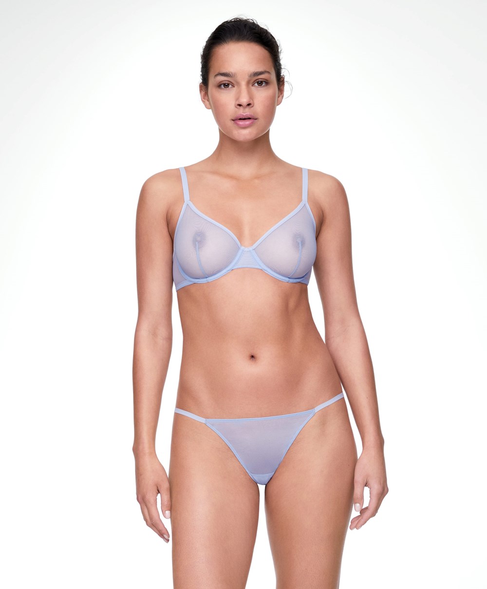 Oysho Non-padded Underwired Classic Bra In Tulle Lavendel Blå | RHDC40865