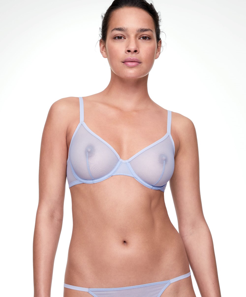 Oysho Non-padded Underwired Classic Bra In Tulle Lavendel Blå | RHDC40865