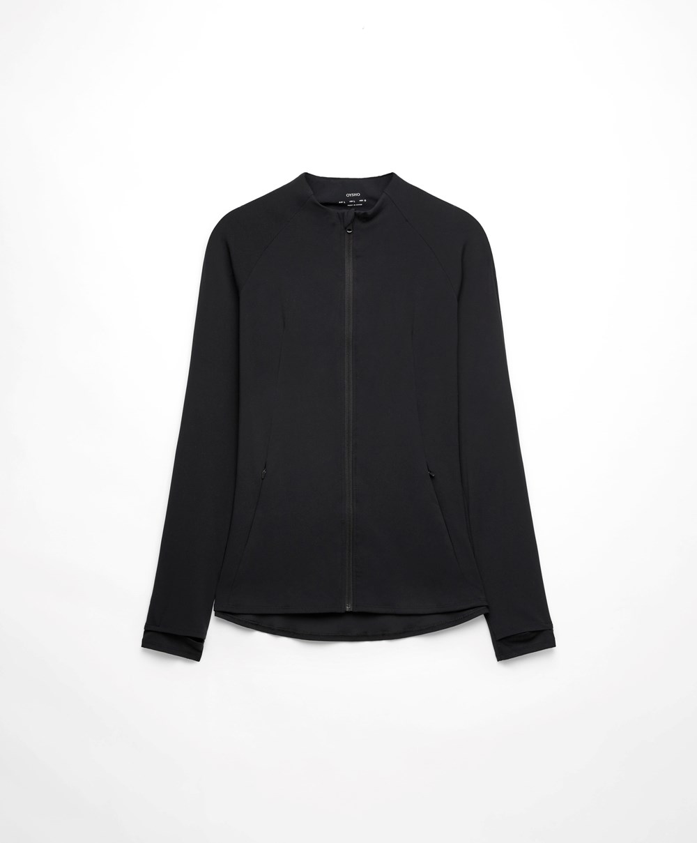 Oysho Odoractiv Jogge Jacket Svarte | LDQR26854