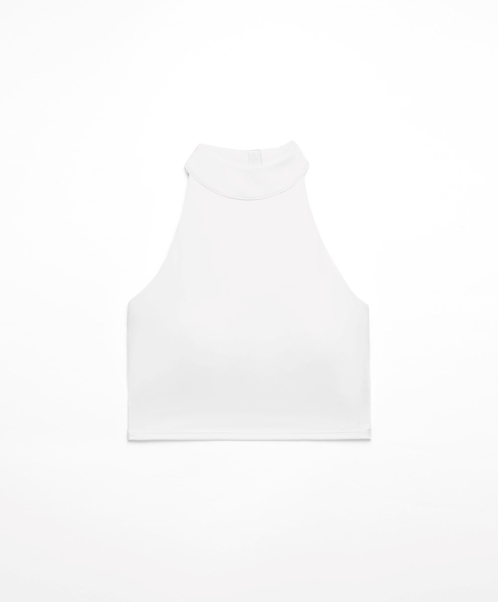 Oysho Open-back Comfortlux Halter Top Hvite | WUXP86341