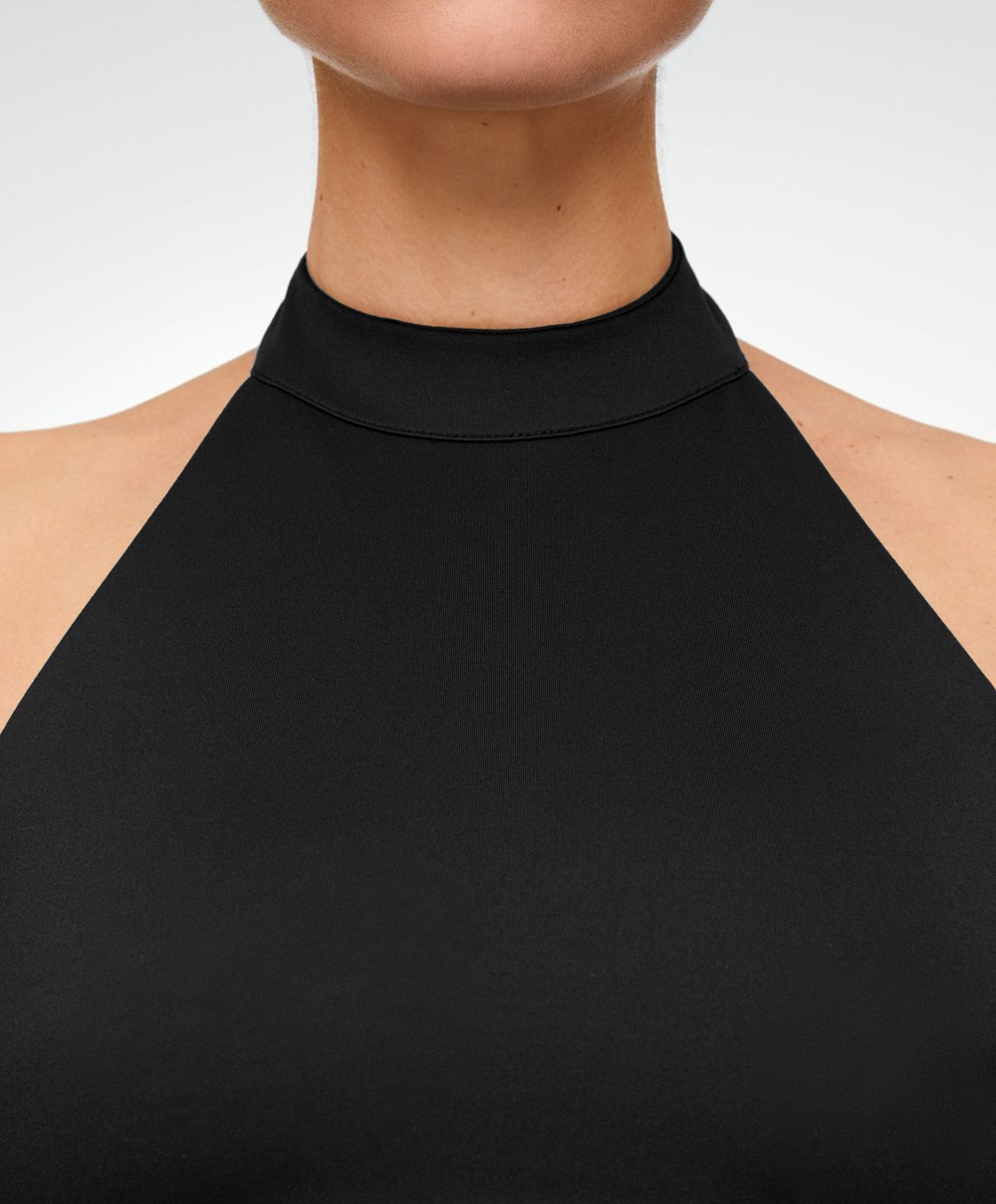 Oysho Open-back Comfortlux Halter Top Svarte | IDYP96027