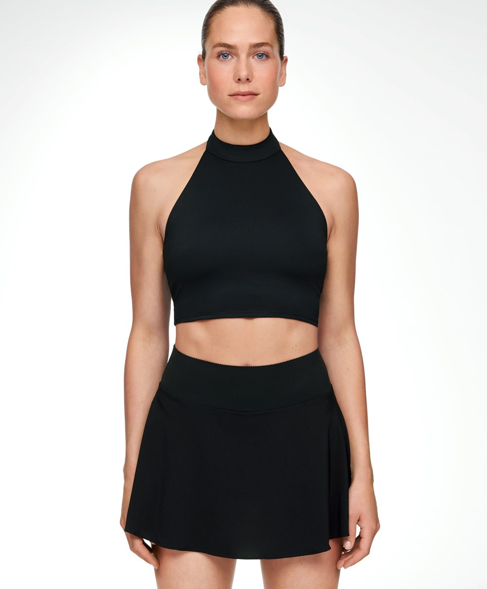 Oysho Open-back Comfortlux Halter Top Svarte | IDYP96027