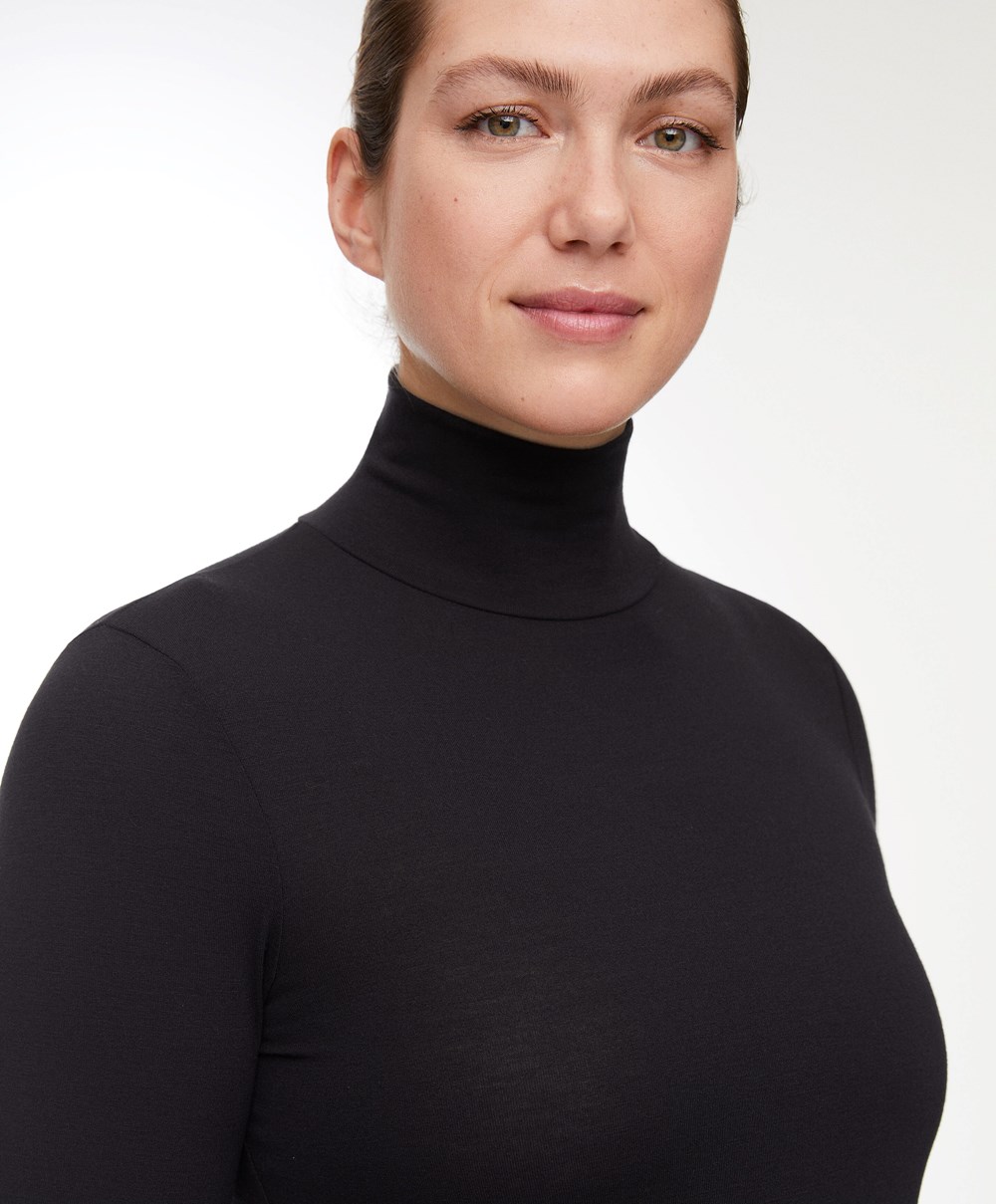 Oysho Outlast® Thermal High-neck Body Svarte | DNOZ34572