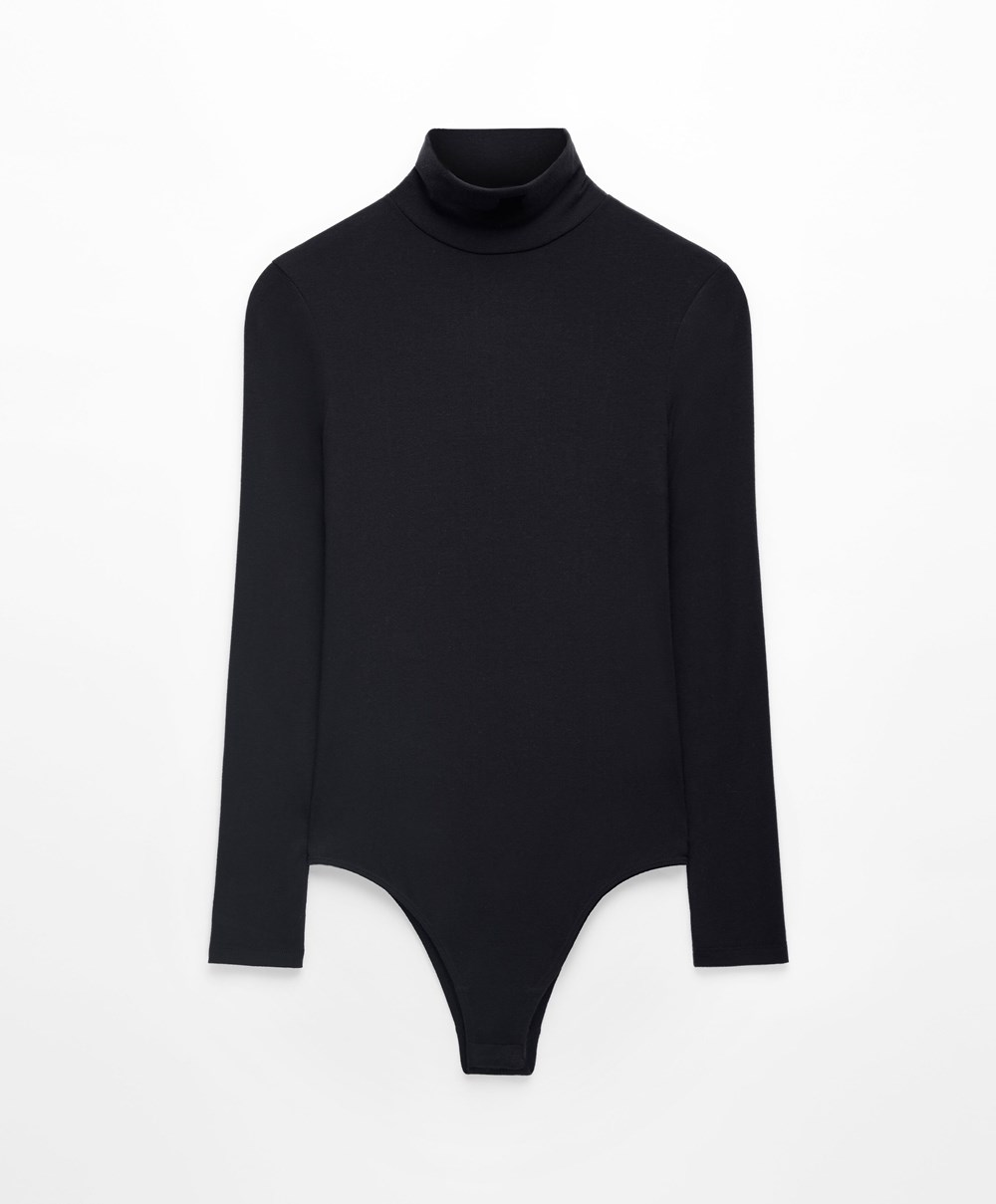 Oysho Outlast® Thermal High-neck Body Svarte | DNOZ34572