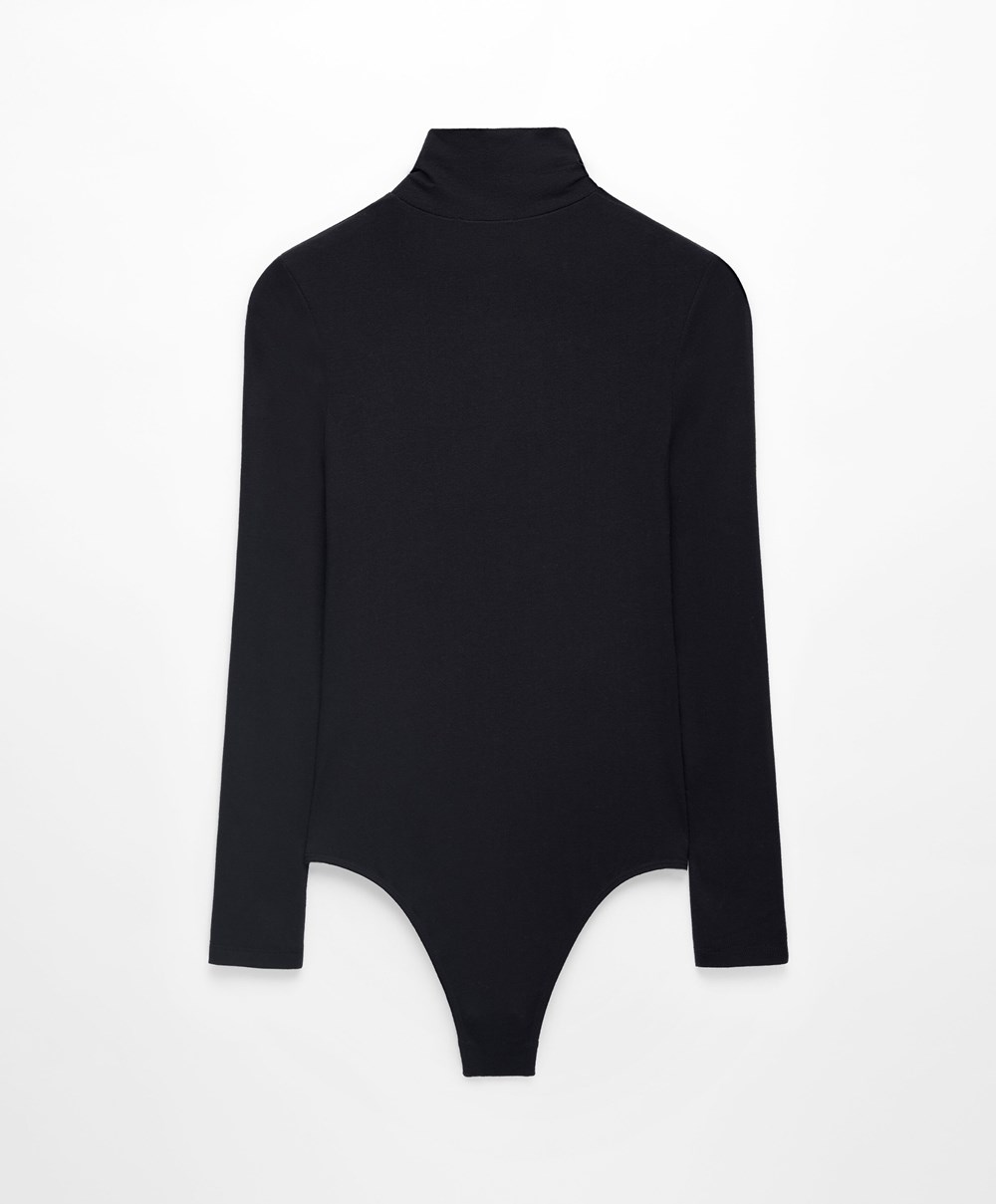 Oysho Outlast® Thermal High-neck Body Svarte | DNOZ34572