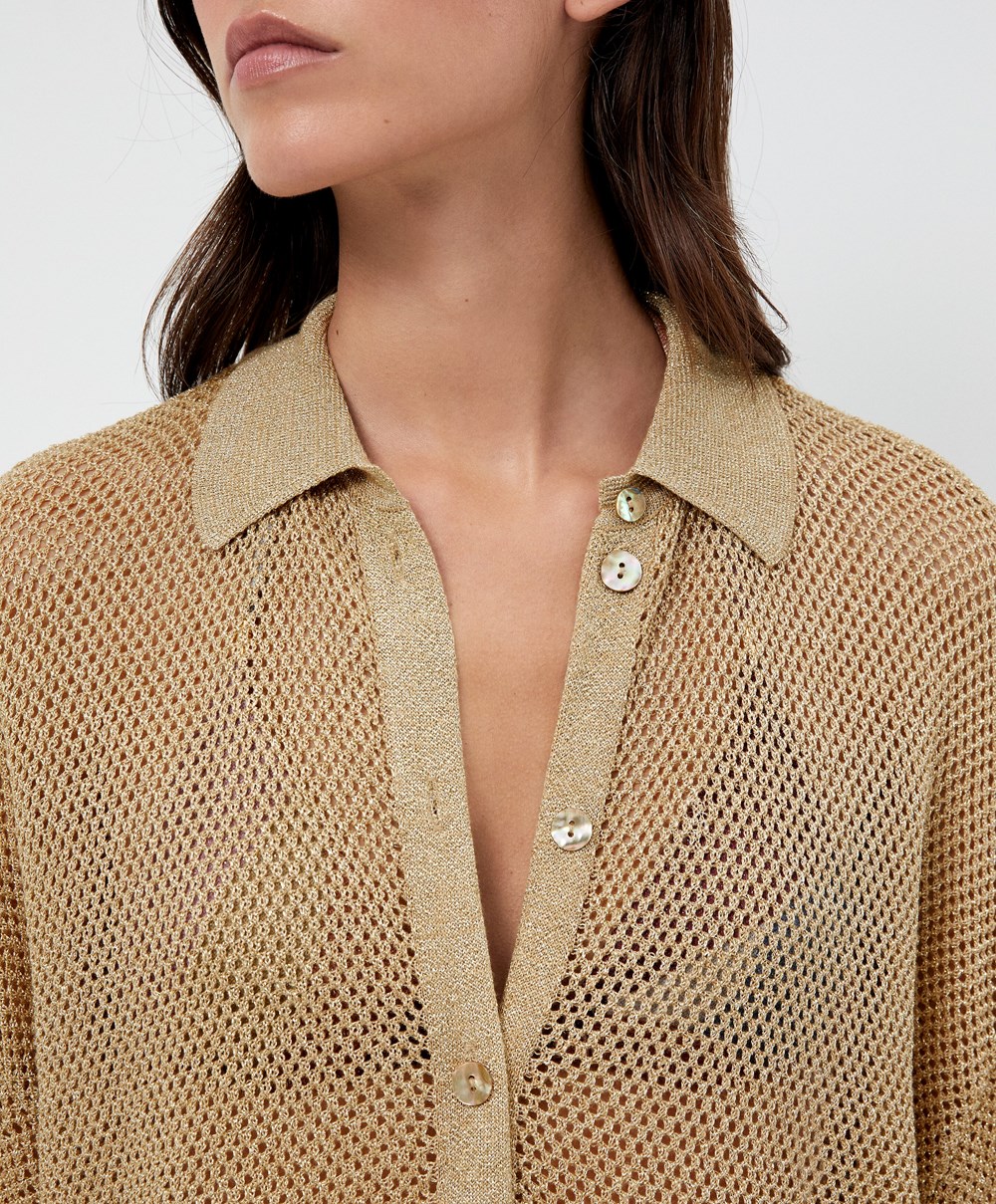 Oysho Oversize Knit Shirt Gull | UMXL04162