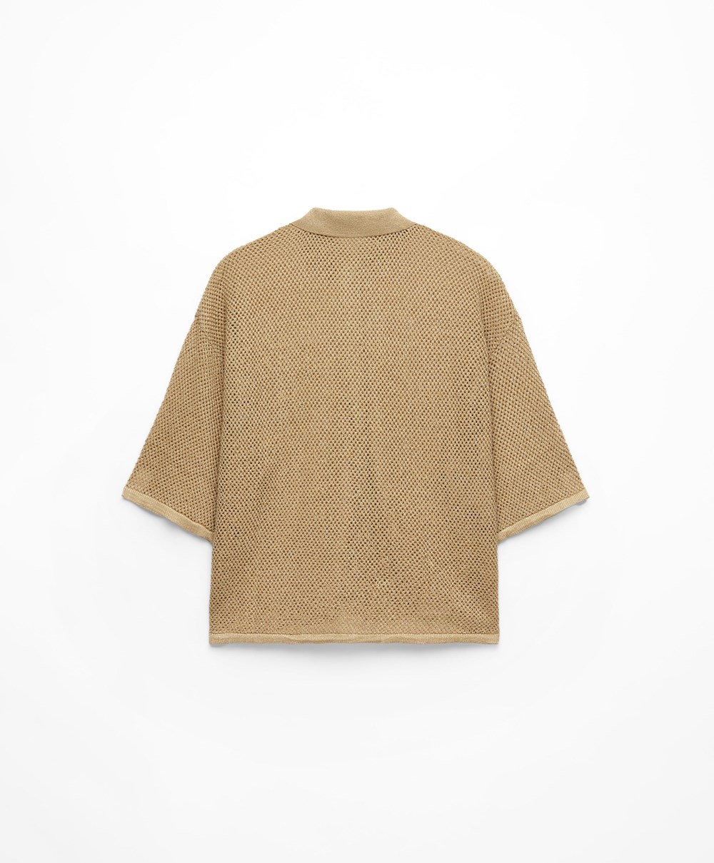 Oysho Oversize Knit Shirt Gull | UMXL04162