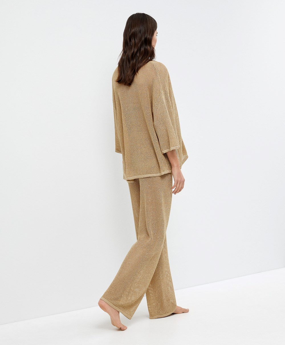 Oysho Oversize Knit Shirt Gull | XTAZ37894