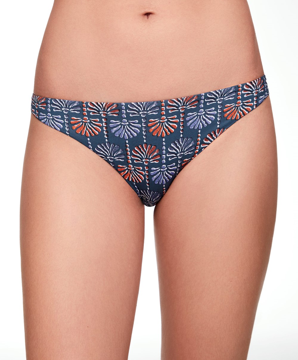 Oysho Palm Tree Medium-coverage Bikini Briefs Mørke Blå | LREI34859