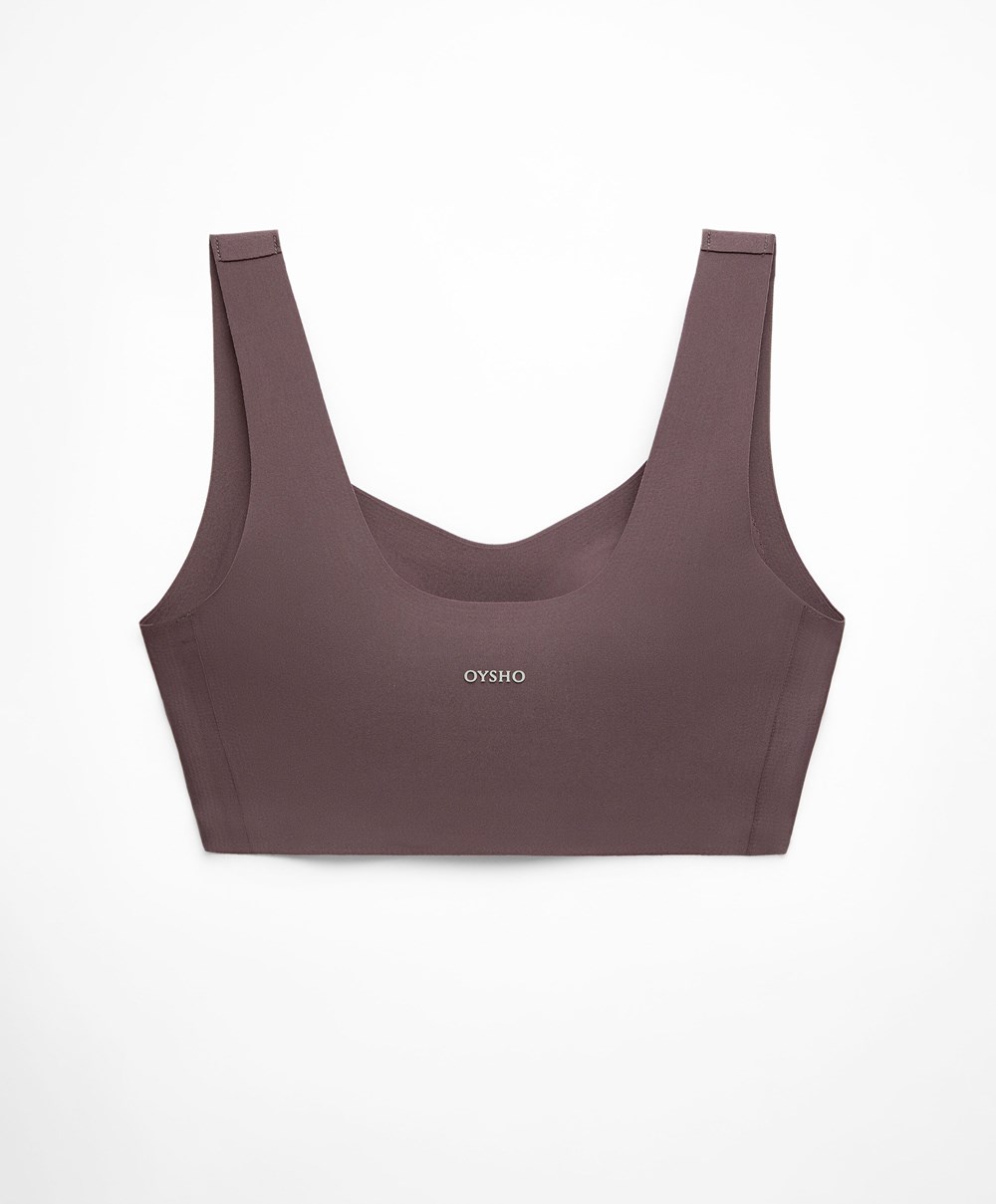 Oysho Perfect-adapt Medium-support Sports Bra With Cups Grey-purple | QIHJ79150