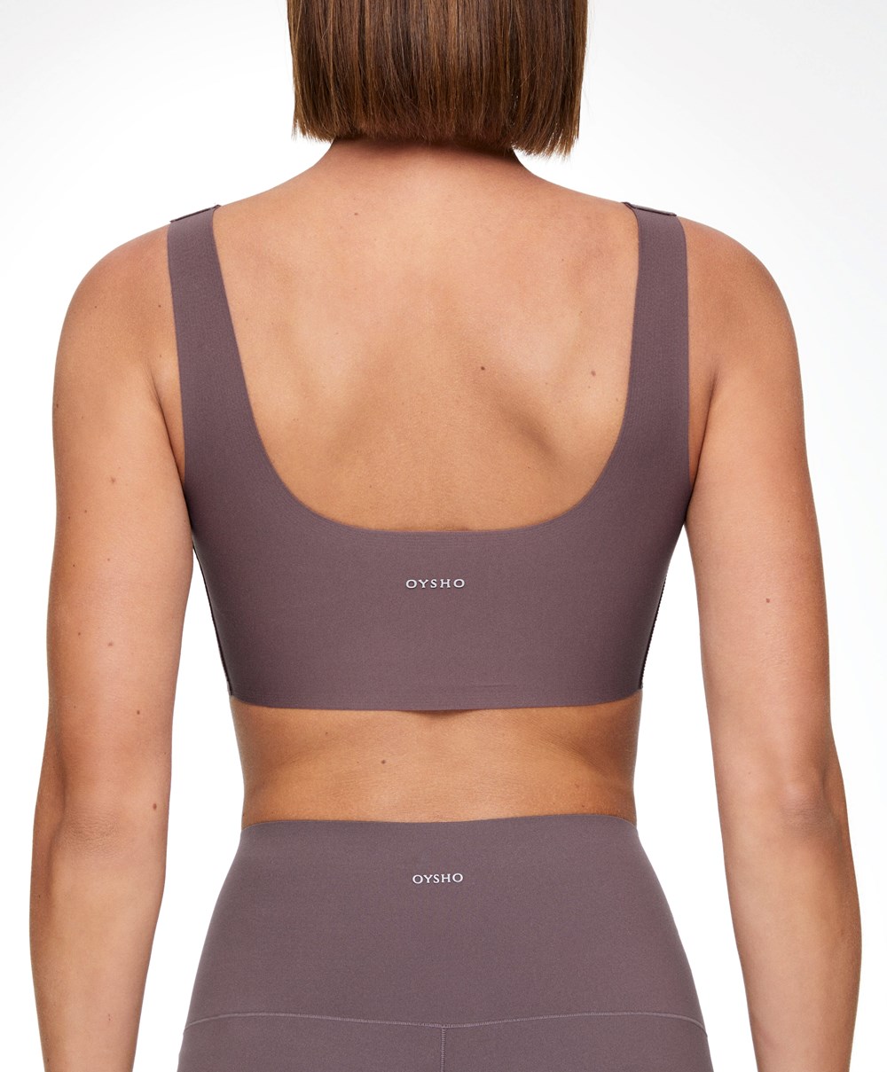 Oysho Perfect-adapt Medium-support Sports Bra With Cups Grey-purple | QIHJ79150