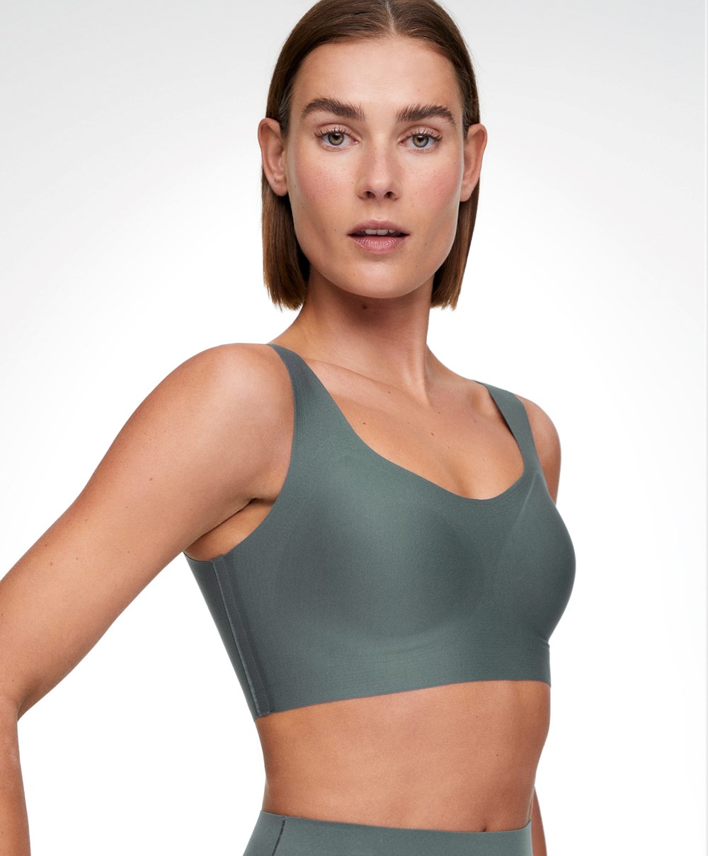 Oysho Perfect-adapt Medium-support Sports Bra With Cups Mid Ocean | QVTX06927