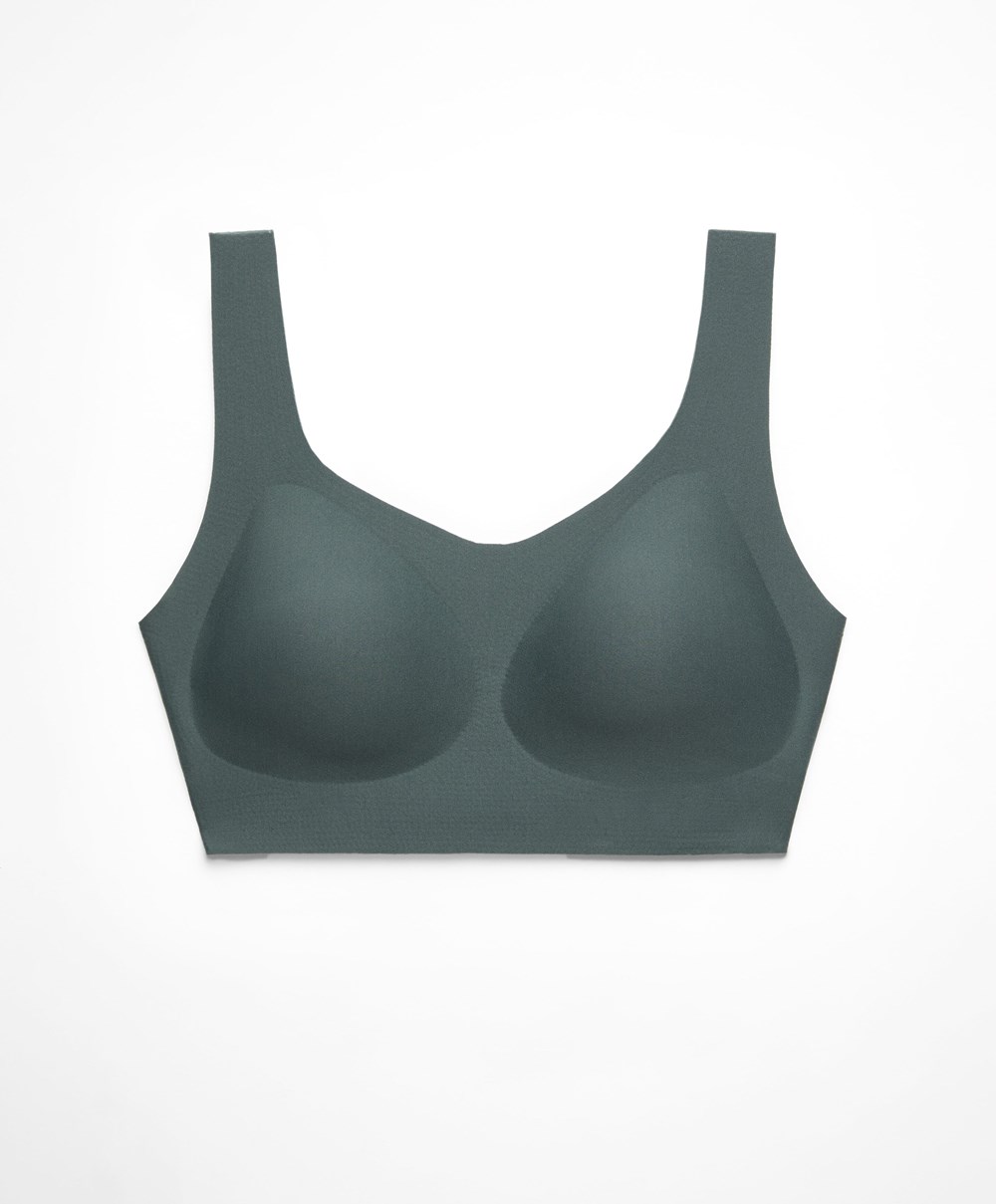 Oysho Perfect-adapt Medium-support Sports Bra With Cups Mid Ocean | QVTX06927