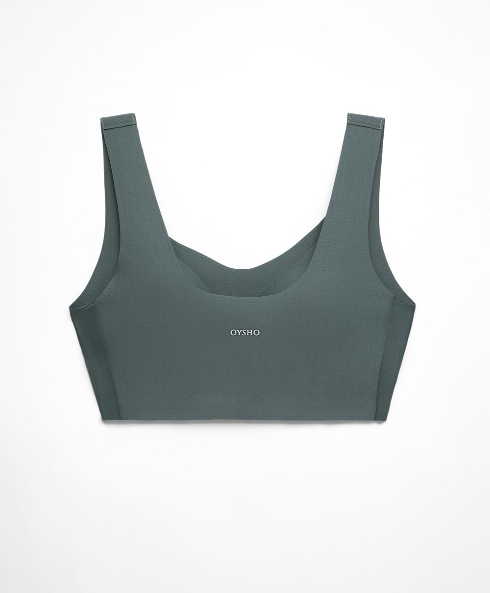 Oysho Perfect-adapt Medium-support Sports Bra With Cups Mid Ocean | QVTX06927