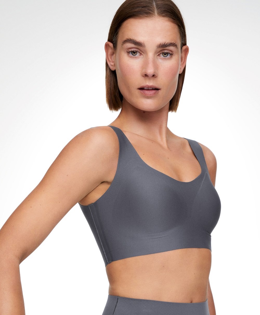 Oysho Perfect-adapt Medium-support Sports Bra With Cups Steel | RYUN95460