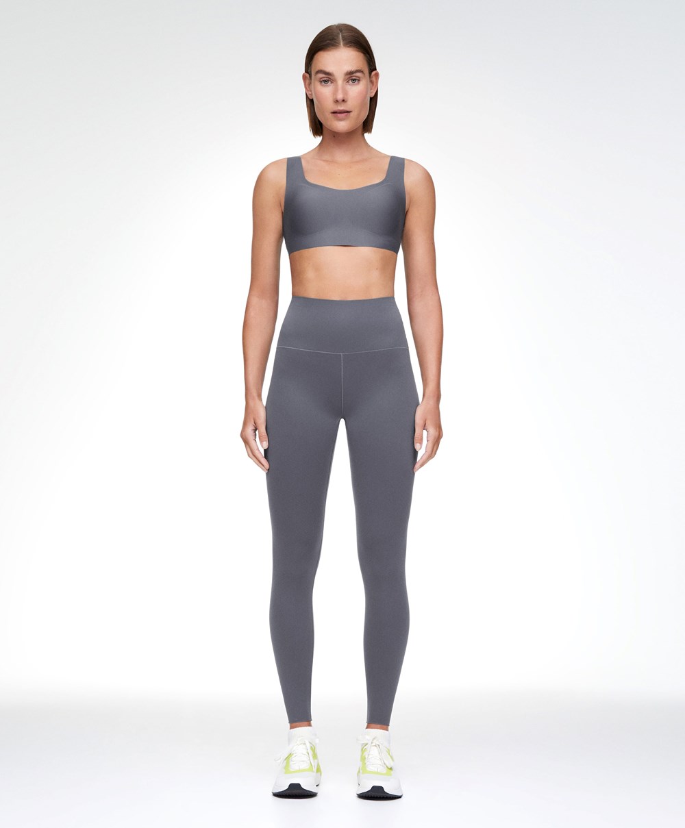 Oysho Perfect-adapt Medium-support Sports Bra With Cups Steel | RYUN95460