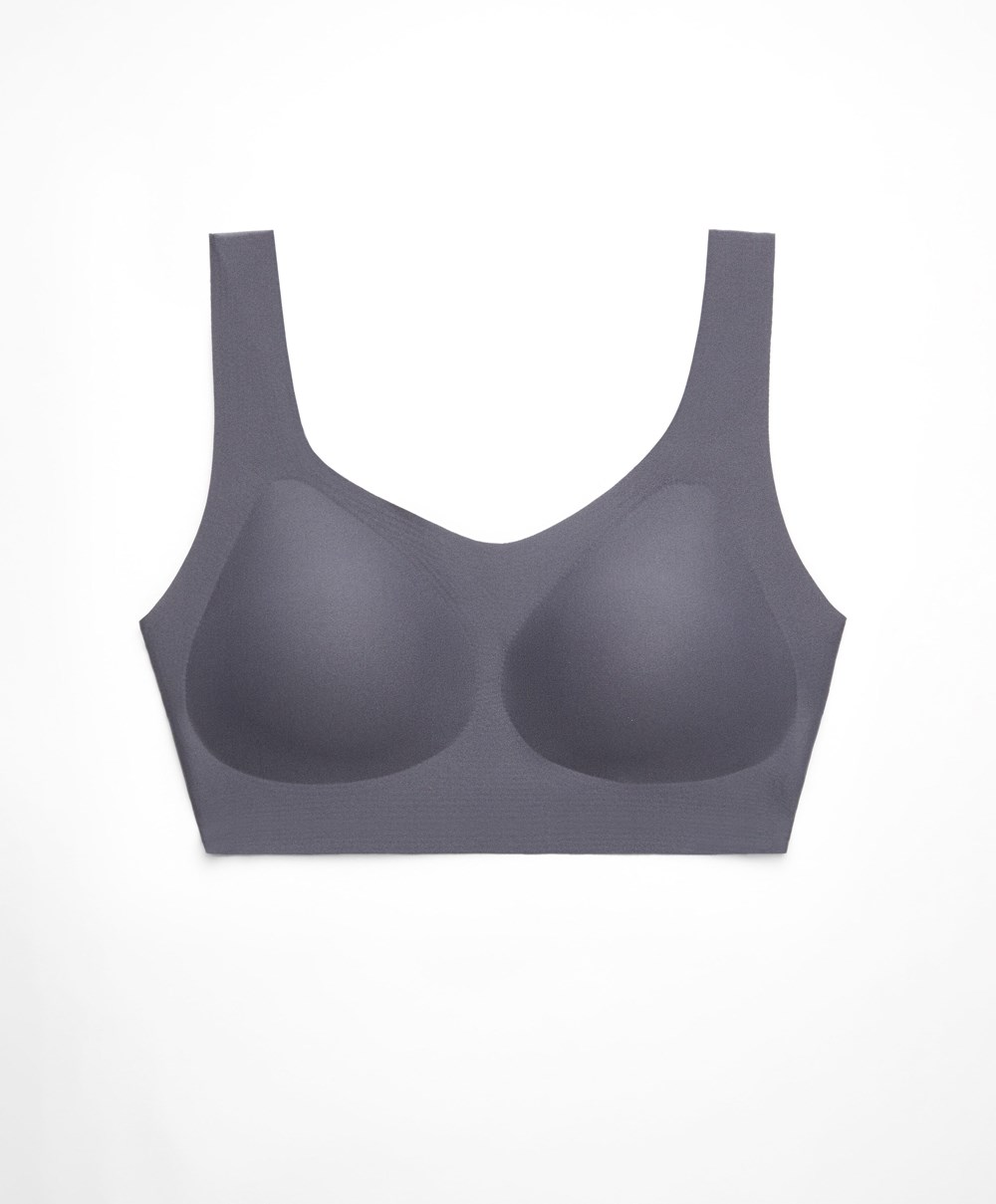 Oysho Perfect-adapt Medium-support Sports Bra With Cups Steel | RYUN95460