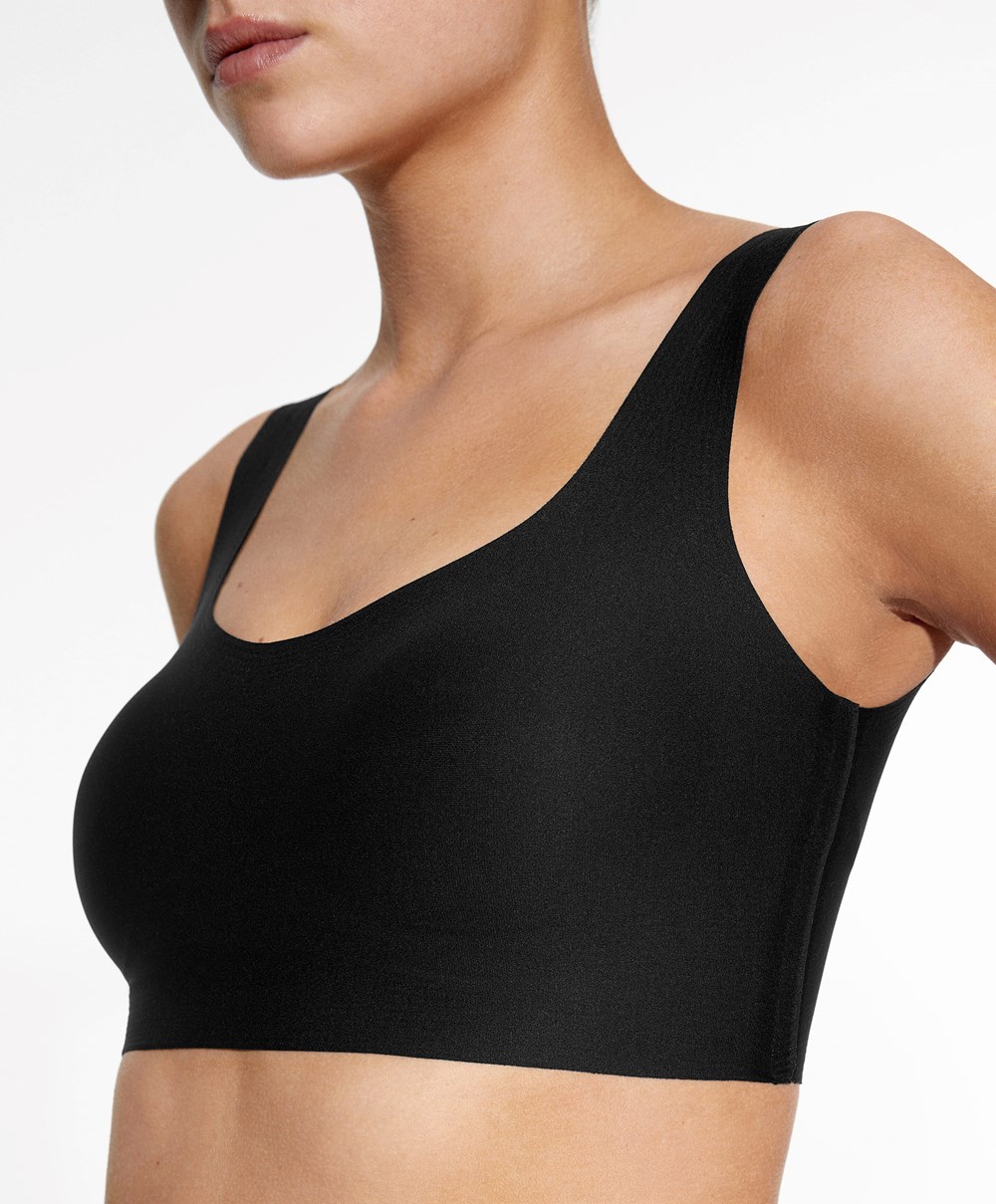 Oysho Perfect-adapt Medium-support Sports Bra With Cups Svarte | TVZC03685