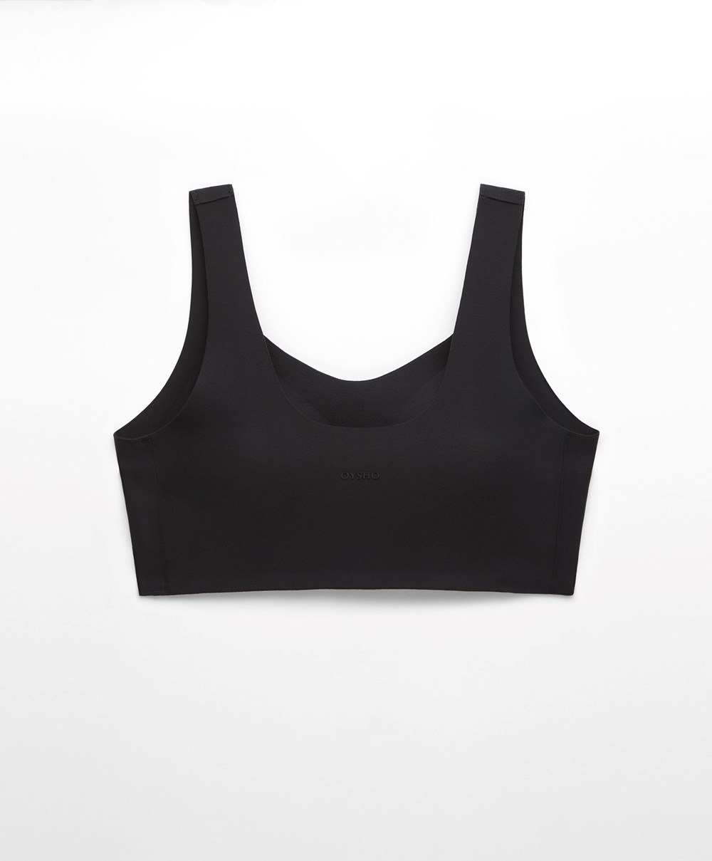 Oysho Perfect-adapt Medium-support Sports Bra With Cups Svarte | TVZC03685