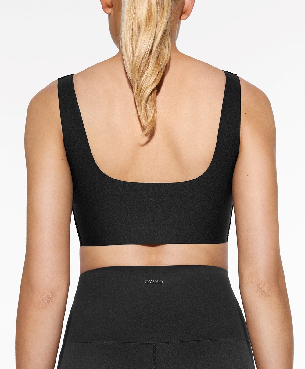 Oysho Perfect-adapt Medium-support Sports Bra With Cups Svarte | TVZC03685