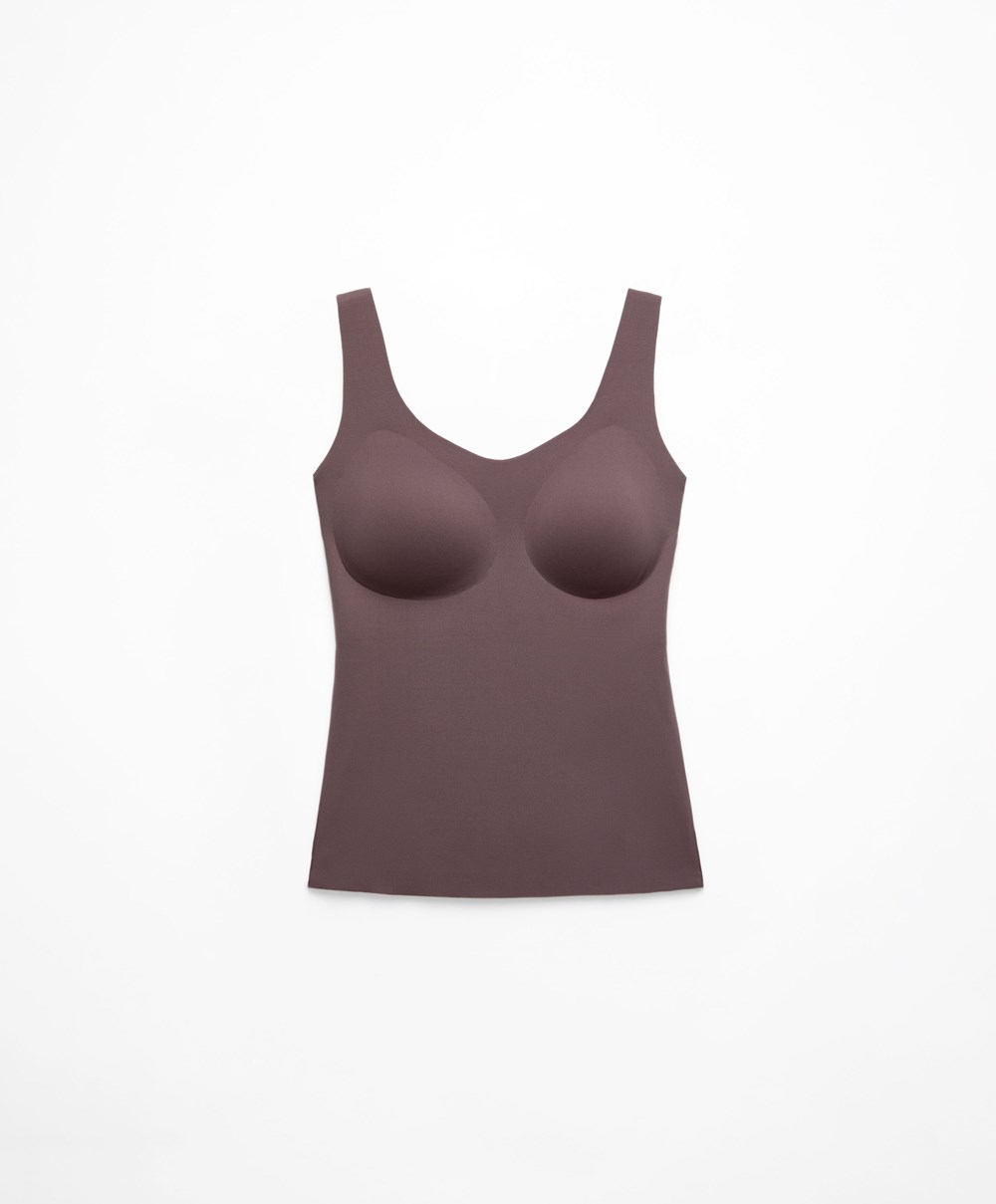 Oysho Perfect-adapt Vest Top With Cups Grey-purple | ZTRN43729