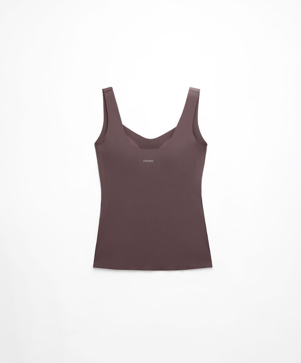 Oysho Perfect-adapt Vest Top With Cups Grey-purple | ZTRN43729