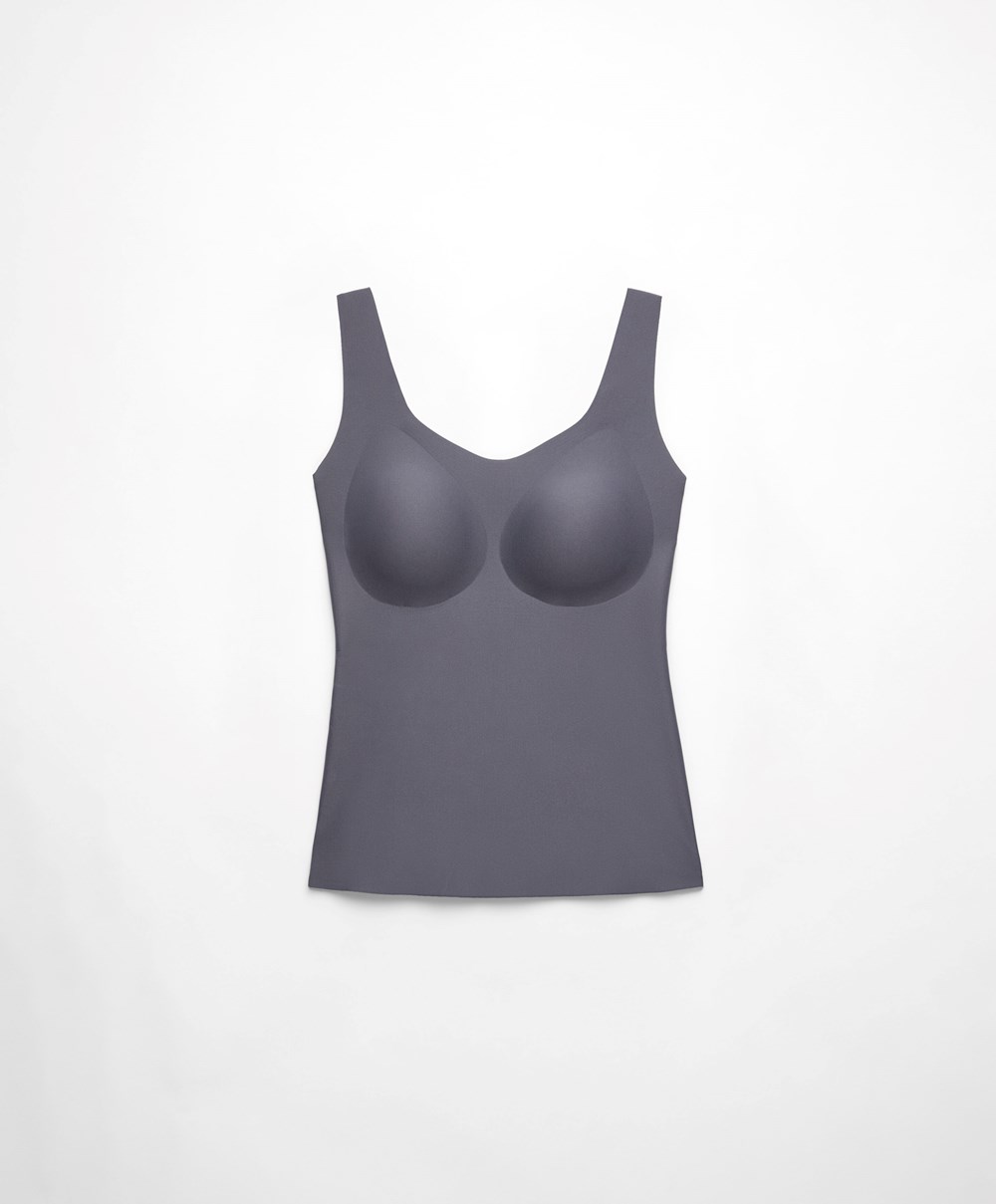 Oysho Perfect-adapt Vest Top With Cups Steel | CVLN87921