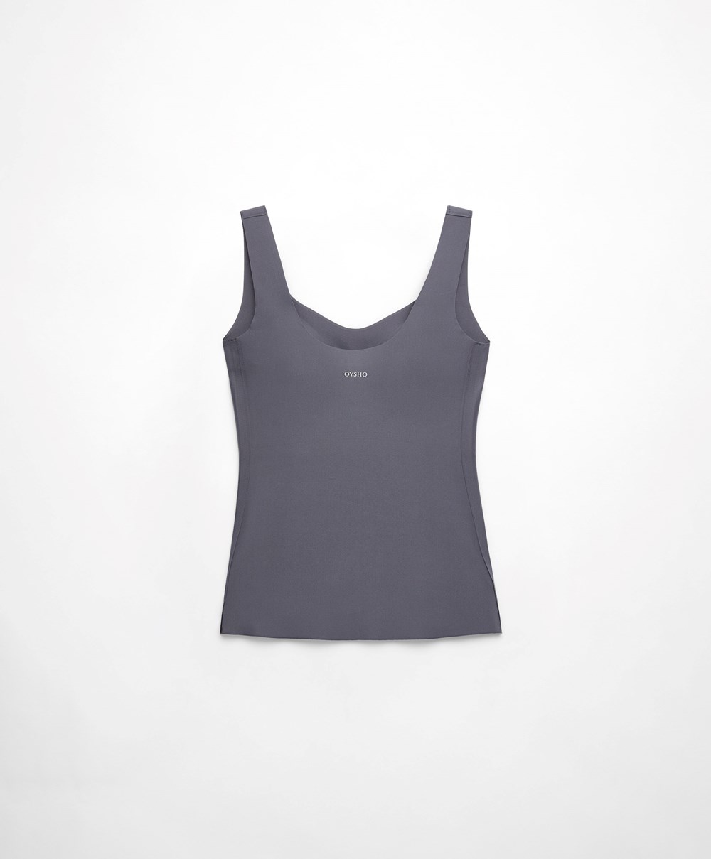 Oysho Perfect-adapt Vest Top With Cups Steel | CVLN87921