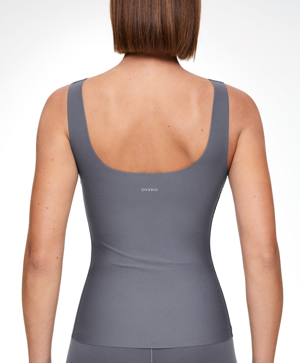 Oysho Perfect-adapt Vest Top With Cups Steel | CVLN87921