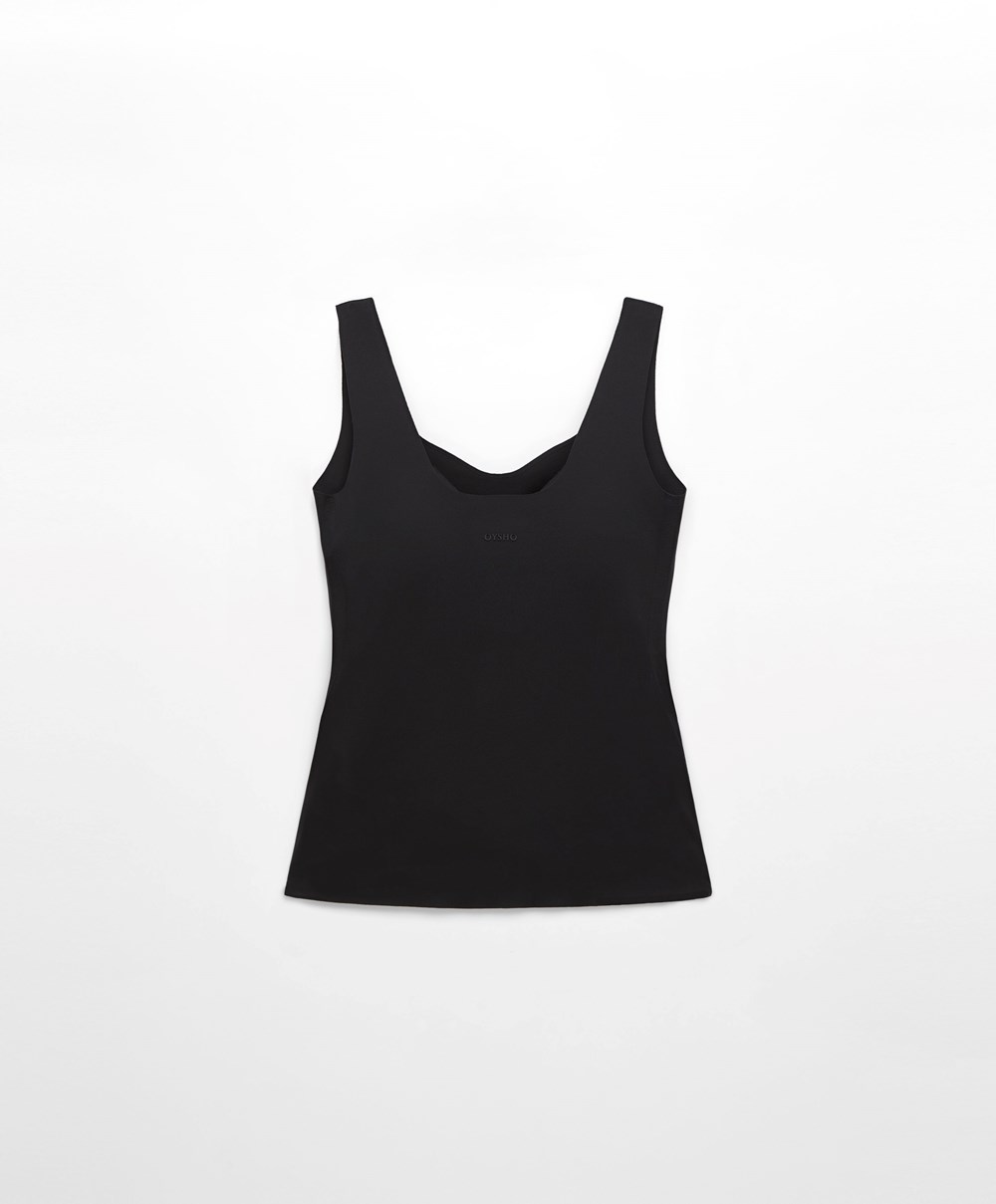 Oysho Perfect-adapt Vest Top With Cups Svarte | JOFS84951