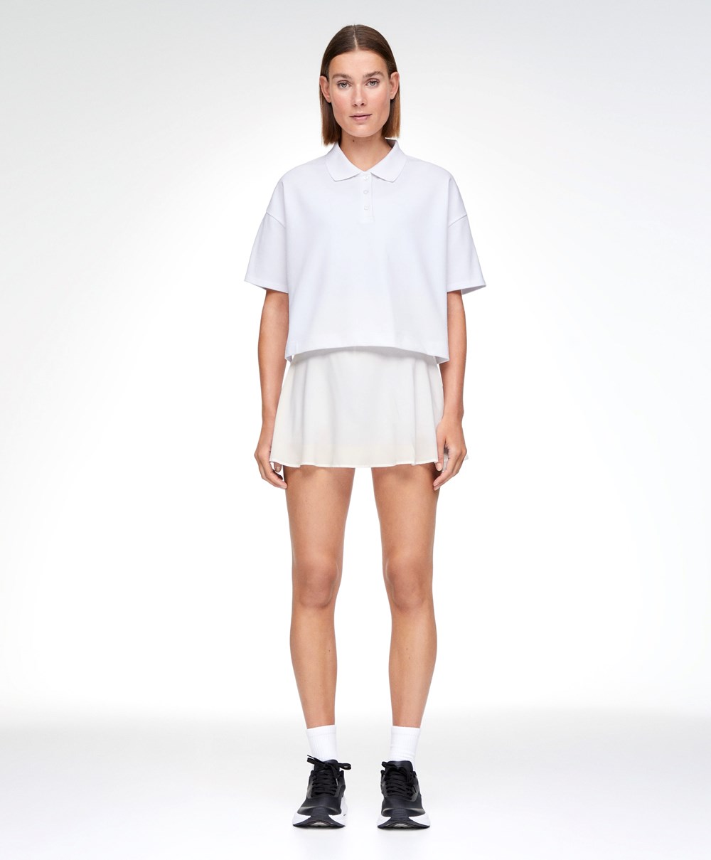 Oysho Piqué Bomull Polo Shirt Hvite | EYNP21735