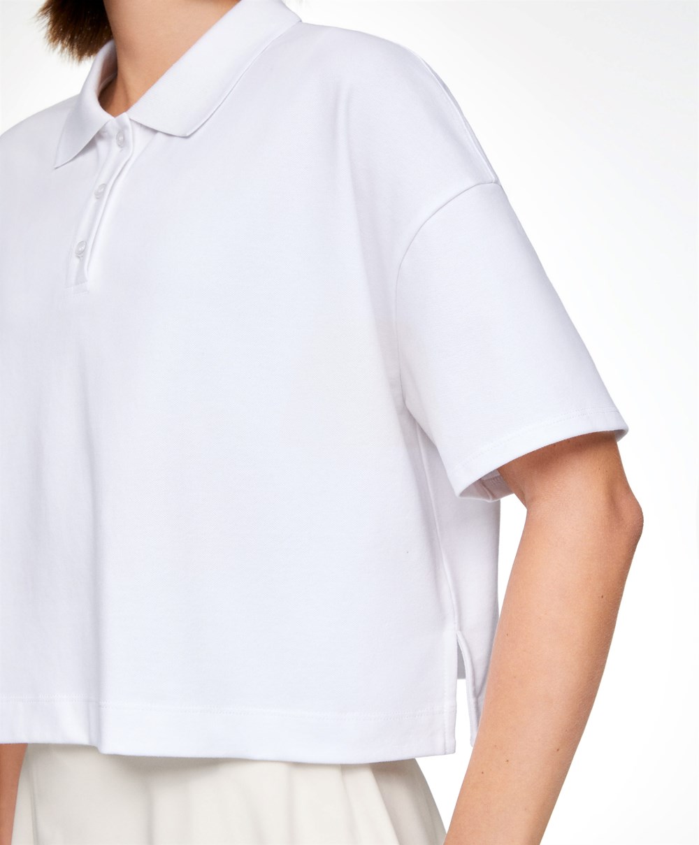 Oysho Piqué Bomull Polo Shirt Hvite | EYNP21735