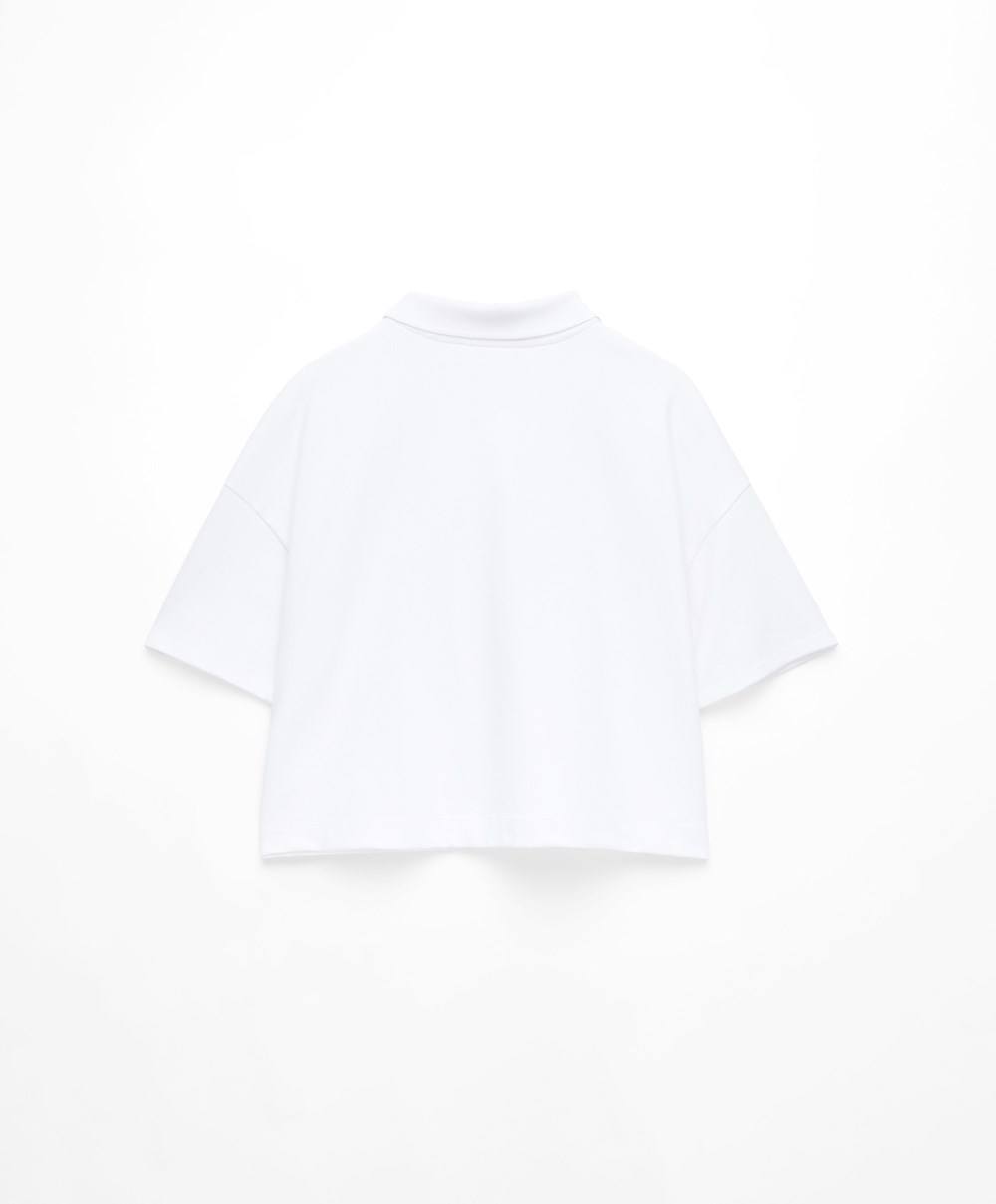 Oysho Piqué Bomull Polo Shirt Hvite | EYNP21735