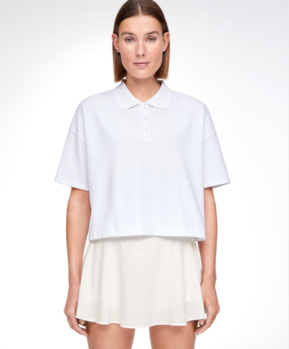 Oysho Piqué Bomull Polo Shirt Hvite | HLNQ09614