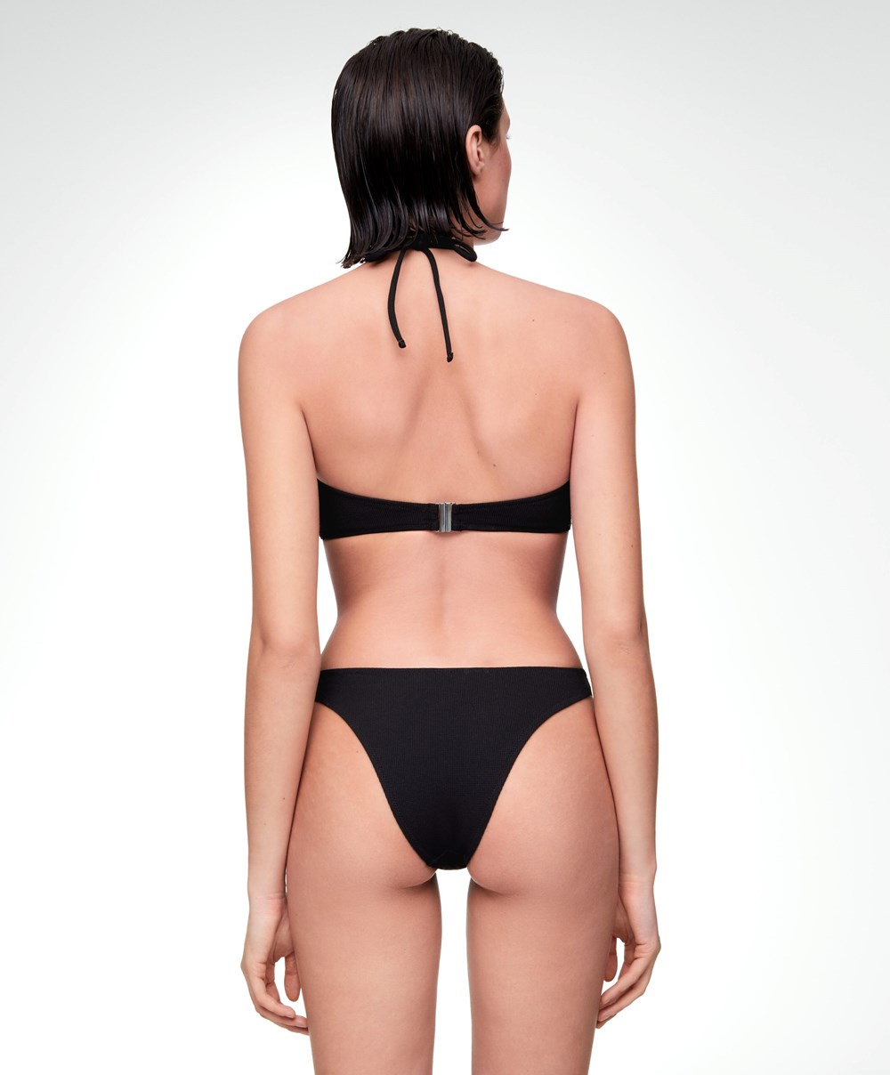 Oysho Piqué Mid-rise Bikini Briefs Svarte | ILXS42716