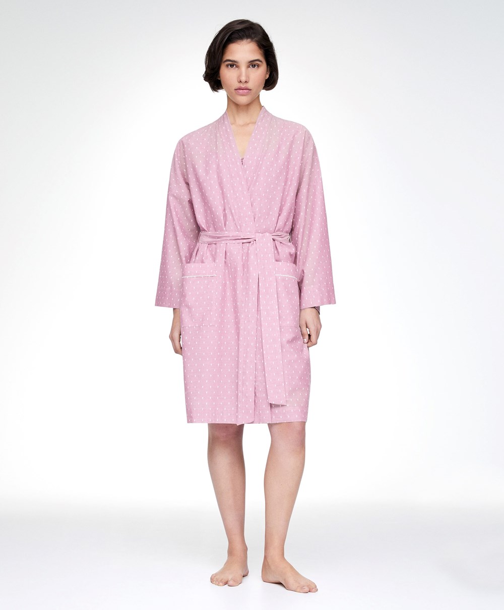 Oysho Plumeti Dressing Gown Mid-rosette | RTNM02681